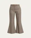 Valentino Houndstooth Check Flare Crop Pants In Multi