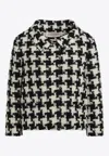 Valentino Extra Large Houndstooth Tweed Jacket In Monochrome