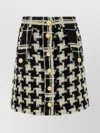 Valentino Houndstooth High-waisted Skirt Button Detailing