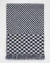 Valentino Houndstooth Pattern Scarf Fringed Edges