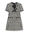 Valentino Embroidered Damier Light Tweed Short Dress In Ivory