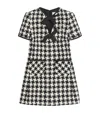 Valentino Embroidered Damier Light Tweed Short Dress In Ivory