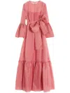 Valentino Houndstooth-pattern Maxi Dress In Rot