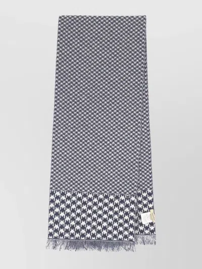 VALENTINO HOUNDSTOOTH PATTERN SCARF FRINGED EDGES