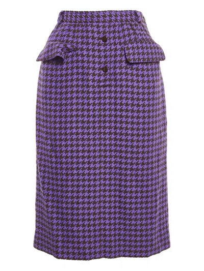 Pre-owned Valentino Houndstooth-pattern Skirt In Purple