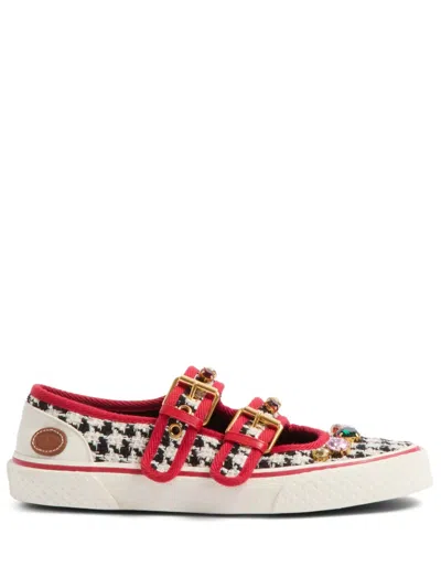 Valentino Garavani Houndstooth Shoes In White