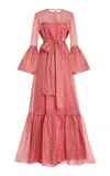 Valentino Houndstooth-pattern Maxi Dress In Red