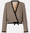Valentino Houndstooth Virgin Wool Jacket In Black