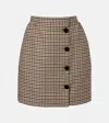 Valentino Rockstud Button-front Houndstooth Mini Skirt In Neutral