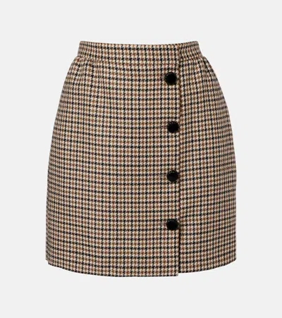 Valentino Houndstooth Virgin Wool Miniskirt In Neutral