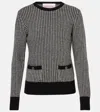 Shop Valentino Houndstooth Virgin Wool Sweater In Black