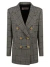 Valentino Garavani Houndstooth Double-breasted Jacket In Multicolor