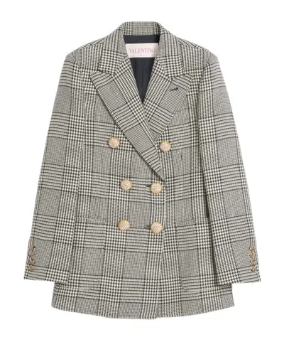 VALENTINO VALENTINO DOUBLE-BREASTED CHECKED BLAZER
