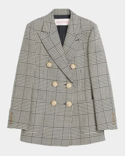 VALENTINO HOUNDSTOOTH WOOL DOUBLE-BREASTED JACKET