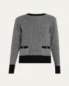 Valentino Houndstooth Wool Sweater In Ivory Black