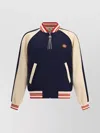 Valentino Sporty Bomber Jacket With Embroidered Details In Blue