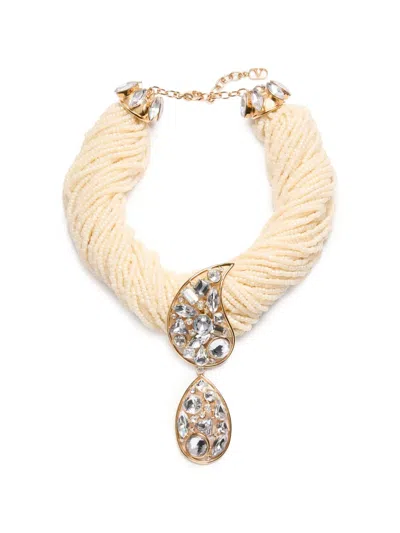 Valentino Garavani Hypergoutte Torchon Necklace In Metal, Beads And Crystals In Multi