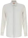 Valentino Long-sleeved Shirt In Cotton Poplin With Flower Patch In White