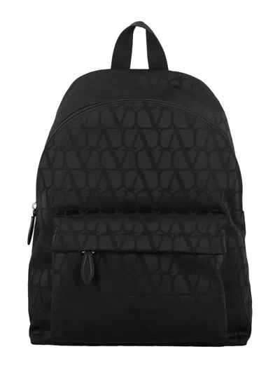 Valentino Garavani Iconic Black Backpack For Men From Italian Fashion House
