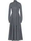 Valentino Silk Iconograph Print Midi Dress With Scarf Neckline In Grey