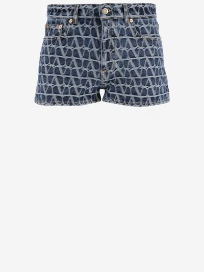 VALENTINO ICONOGRAPHE DENIM TOILE SHORTS