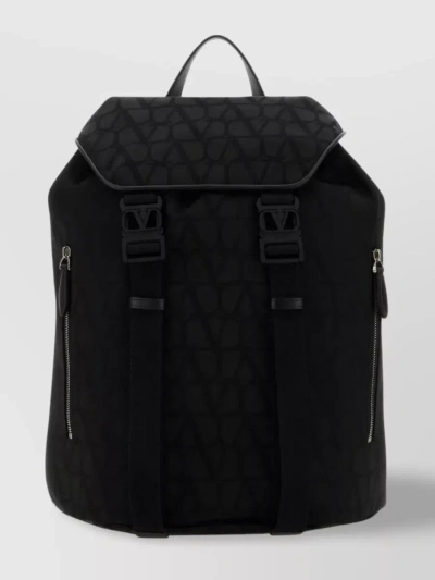 Valentino Garavani Iconographe Front-zip Fabric Backpack In Black