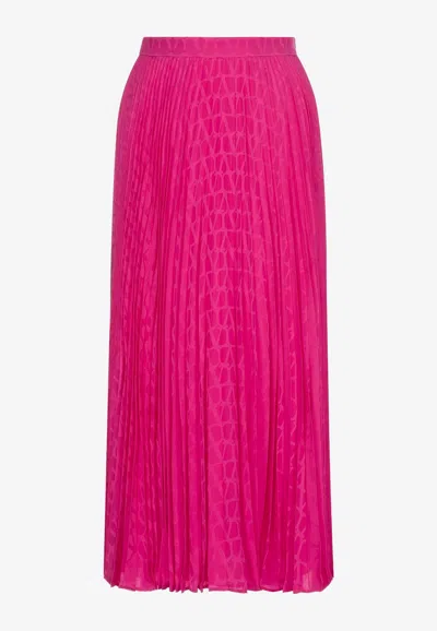 VALENTINO ICONOGRAPHE JACQUARD PLEATED MIDI SKIRT
