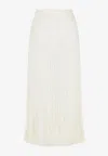 Valentino Iconographe Jacquard Pleated Midi Skirt In Ivory