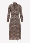 Valentino Iconographe Midi Silk Dress With Scarf Detail In Beige