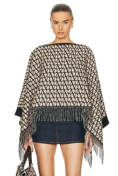 Valentino Iconographe Poncho In Beige & Nero