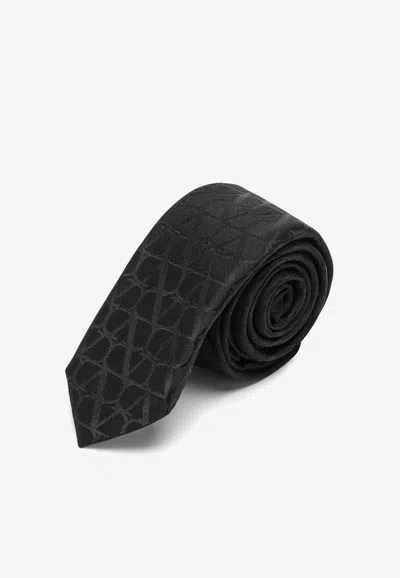 Valentino Garavani Iconographe Silk Tie In Black