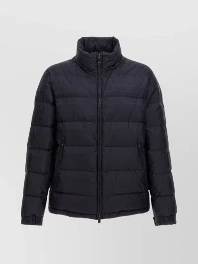 Valentino Iconographic Canvas Down Jacket In Blue