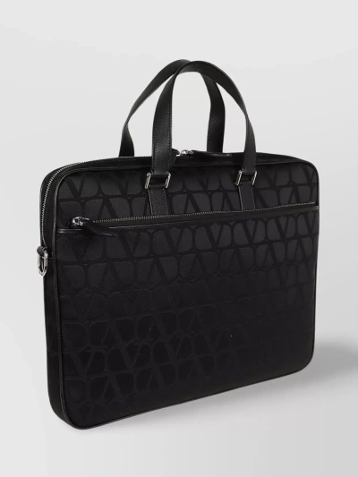 Valentino Garavani Iconographic Double Handle Briefcase In Black
