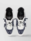 Valentino One Stud Xl Denim And Leather Sneakers In White