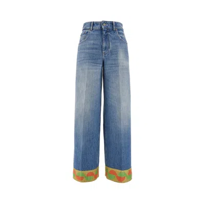 VALENTINO IDE-LRG JEANS WITH JACQUARD HEM