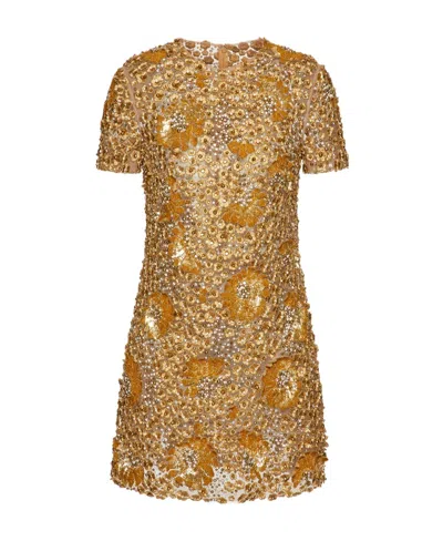 Valentino Illusione Short Dress In Yellow