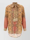 Valentino 'imaginary Journey' Patterned Shirt With Bow Tie In Multi