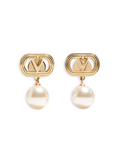 Valentino Garavani Imitation Pearl Drop Earrings, 0.8l In Gold