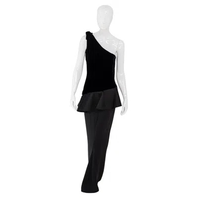 Pre-owned Valentino Important Evening Dress In Black Velvet And Silk