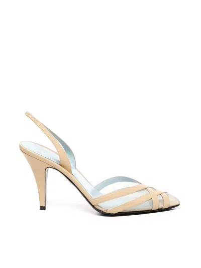 Valentino Garavani Impudance Slingback In Goatskin And Mesh In Beige