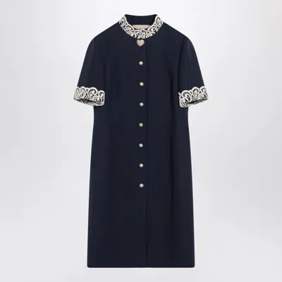Valentino Indigo Blue Dress配上麦克拉梅装饰 In Black