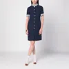 Valentino Structured Midi Dress With High Collar In Blue