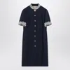 Valentino Structured Midi Dress With High Collar In Blue