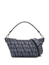 Valentino Indigo Blue Toile Iconographe Denim Crossbody Bag In Black