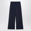 Valentino Indigo Pants In Wool And Silk In Blue