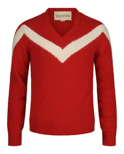 Valentino Inlaid V Chevron Wool Sweater In Animal Print