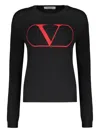 Valentino Intarsia-knit Logo Jumper In Black