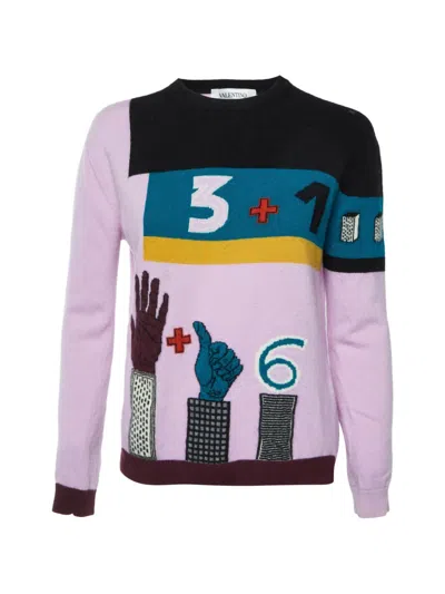Pre-owned Valentino Intarsia Knit Sweater In Purple