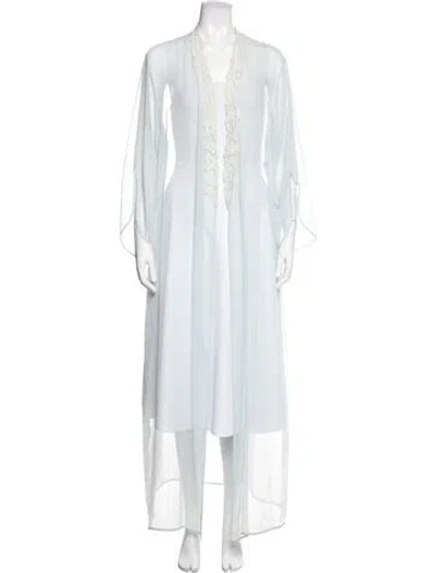 Pre-owned Valentino Intimo Lace Pattern Robe In Blue