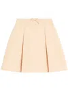 Valentino Womens Betulla Bow Pleated Wool-silk Woven Mini Skirt In Neutrals